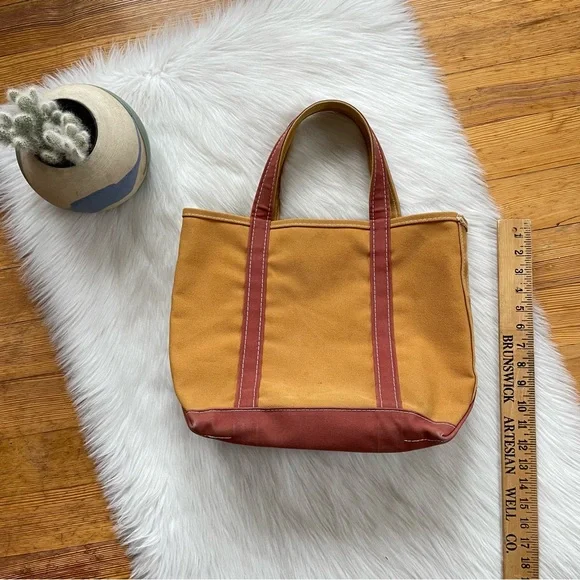 L.L. Bean vintage rare mustard medium boat and tote bag - Picture 4 of 9